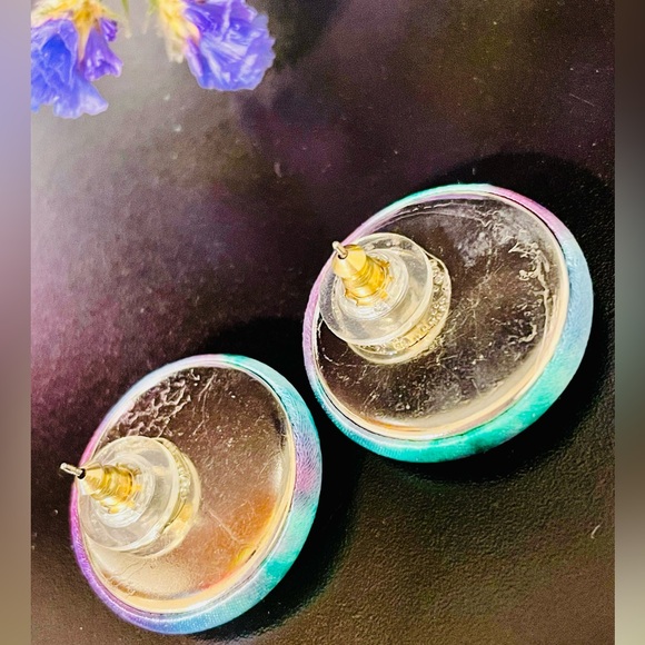 Vintage Southwest Silks Hand Painted Silk  Earrings - Picture 3 of 5